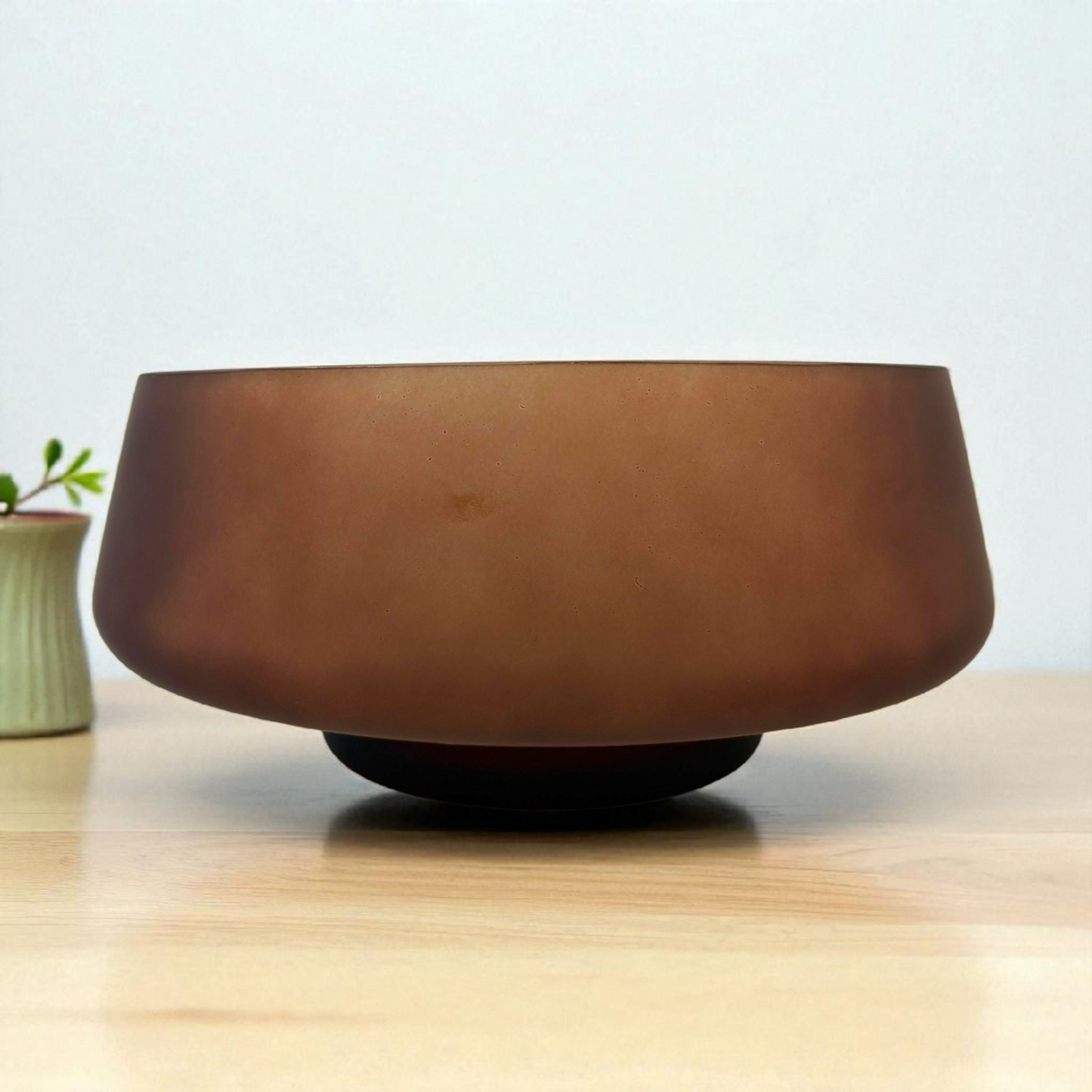 Matte Brown Glass Bowl – Modern Wide Design