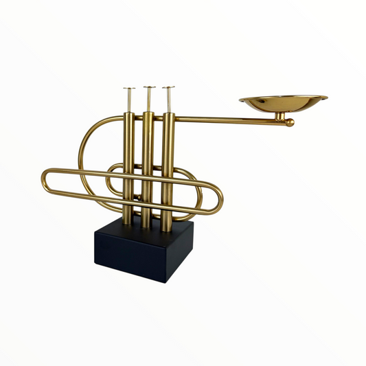 Golden Trumpet Candle Holder Decor