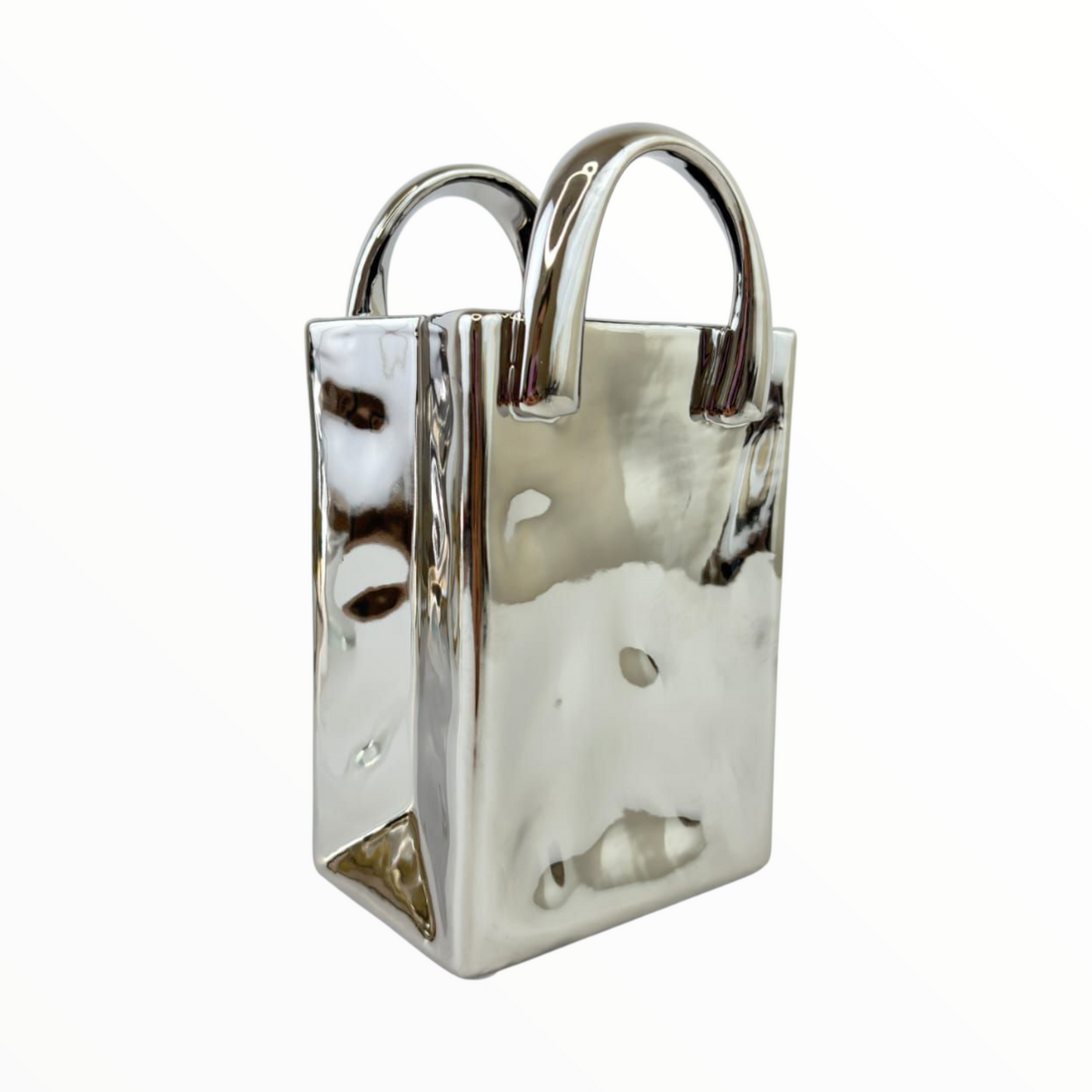Silver Handbag Ceramic Vase – Luxury Modern Decorative Flower Vase
