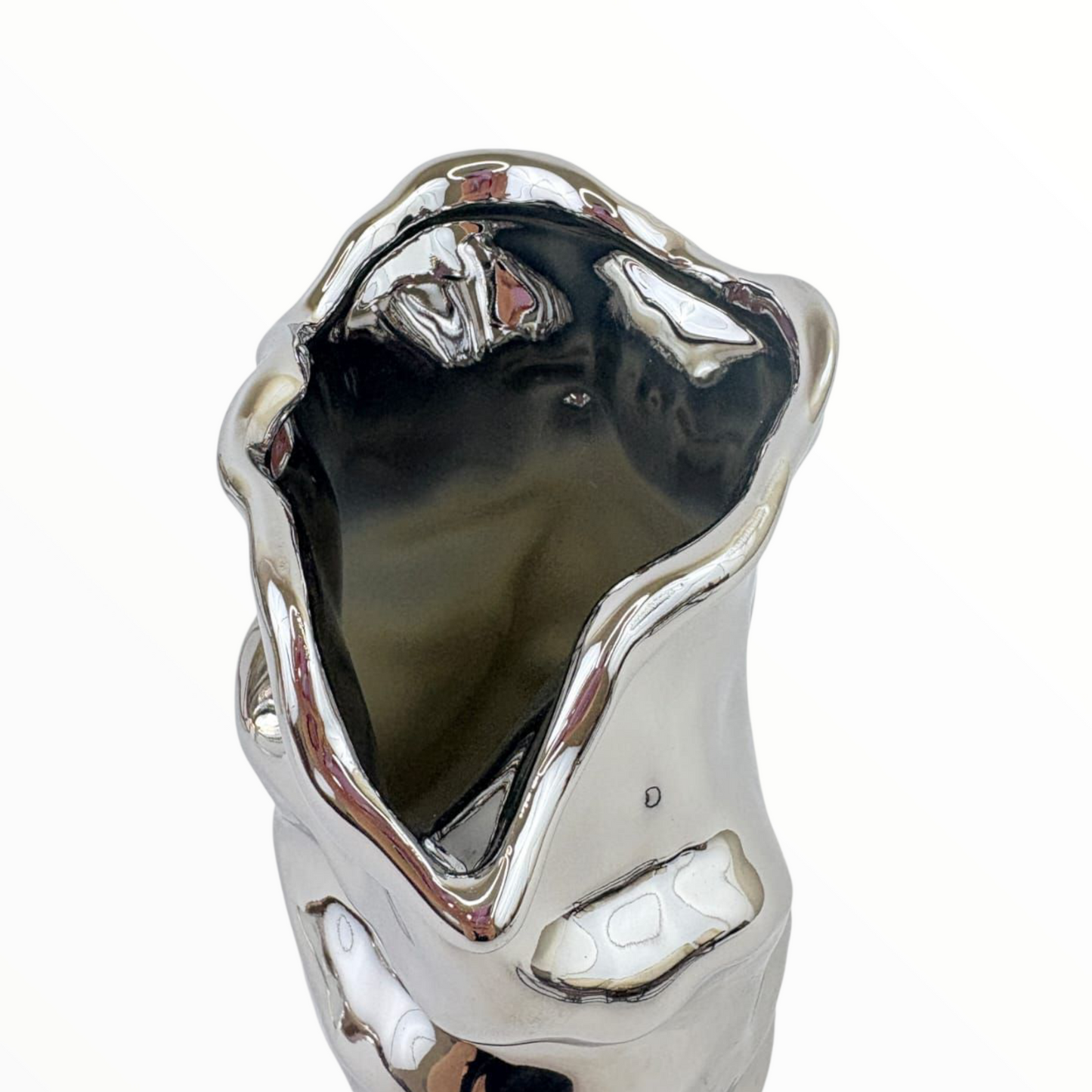 Silver Abstract Pitcher Vase – Decorative Sculptural Home Accent