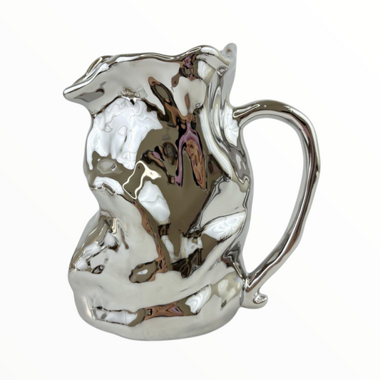 Silver Abstract Pitcher Vase – Decorative Sculptural Home Accent