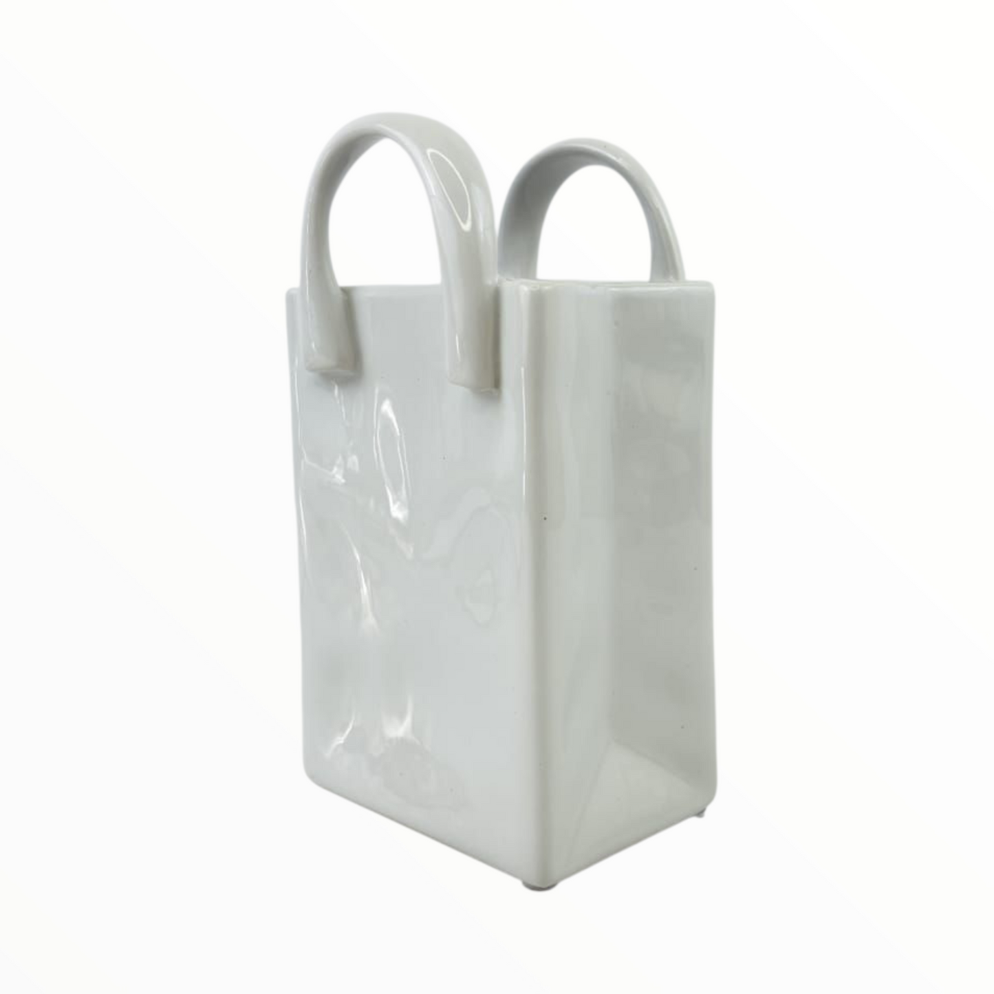 White Handbag Ceramic Vase – Modern Minimalist Decorative Flower Vase