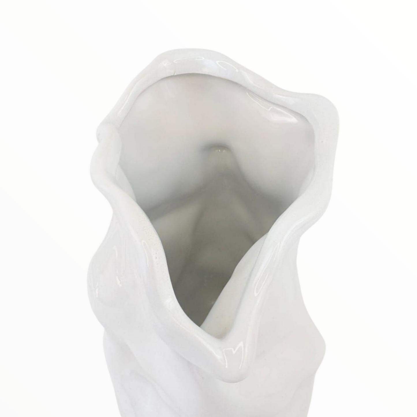 White Abstract Pitcher Vase – Decorative Sculptural Home Accent