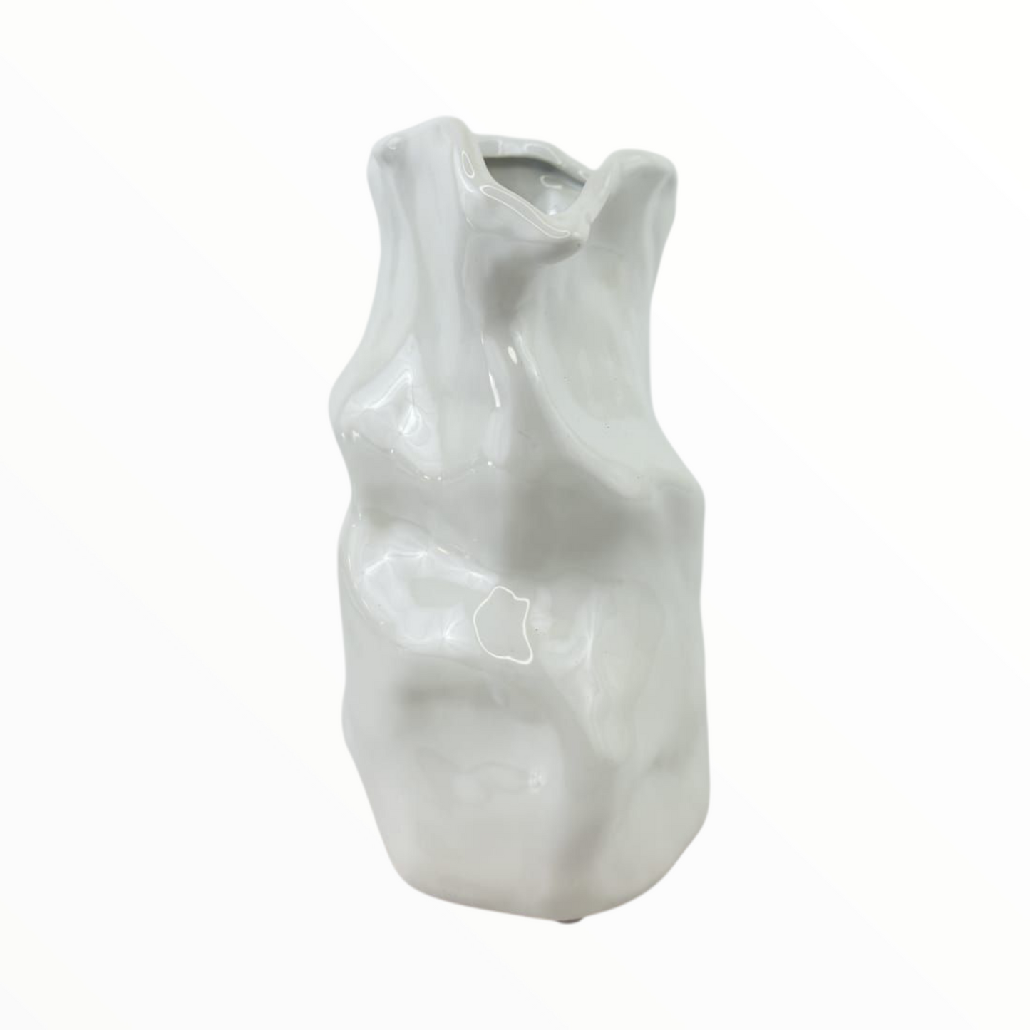 White Abstract Pitcher Vase – Decorative Sculptural Home Accent
