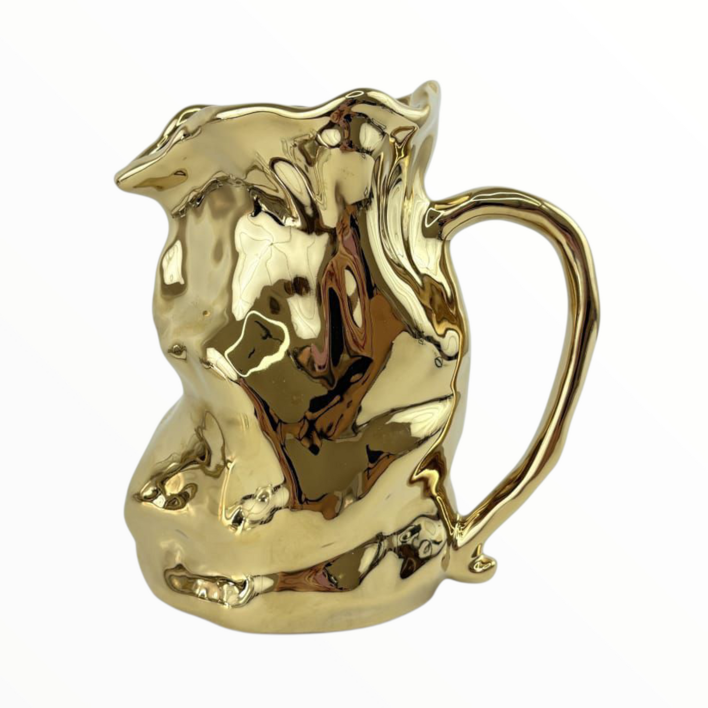 Gold Abstract Pitcher Vase – Decorative Sculptural Home Accent