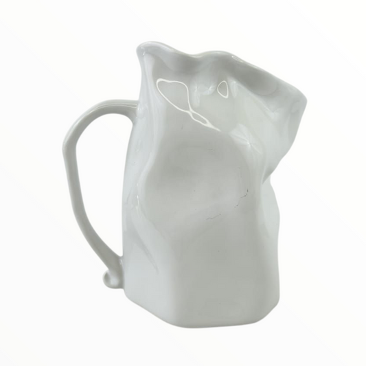 Abstract White Ceramic Pitcher Vase – Modern Sculptural Home Décor