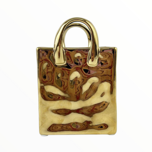Gold Handbag Ceramic Vase – Luxury Modern Decorative Flower Vase