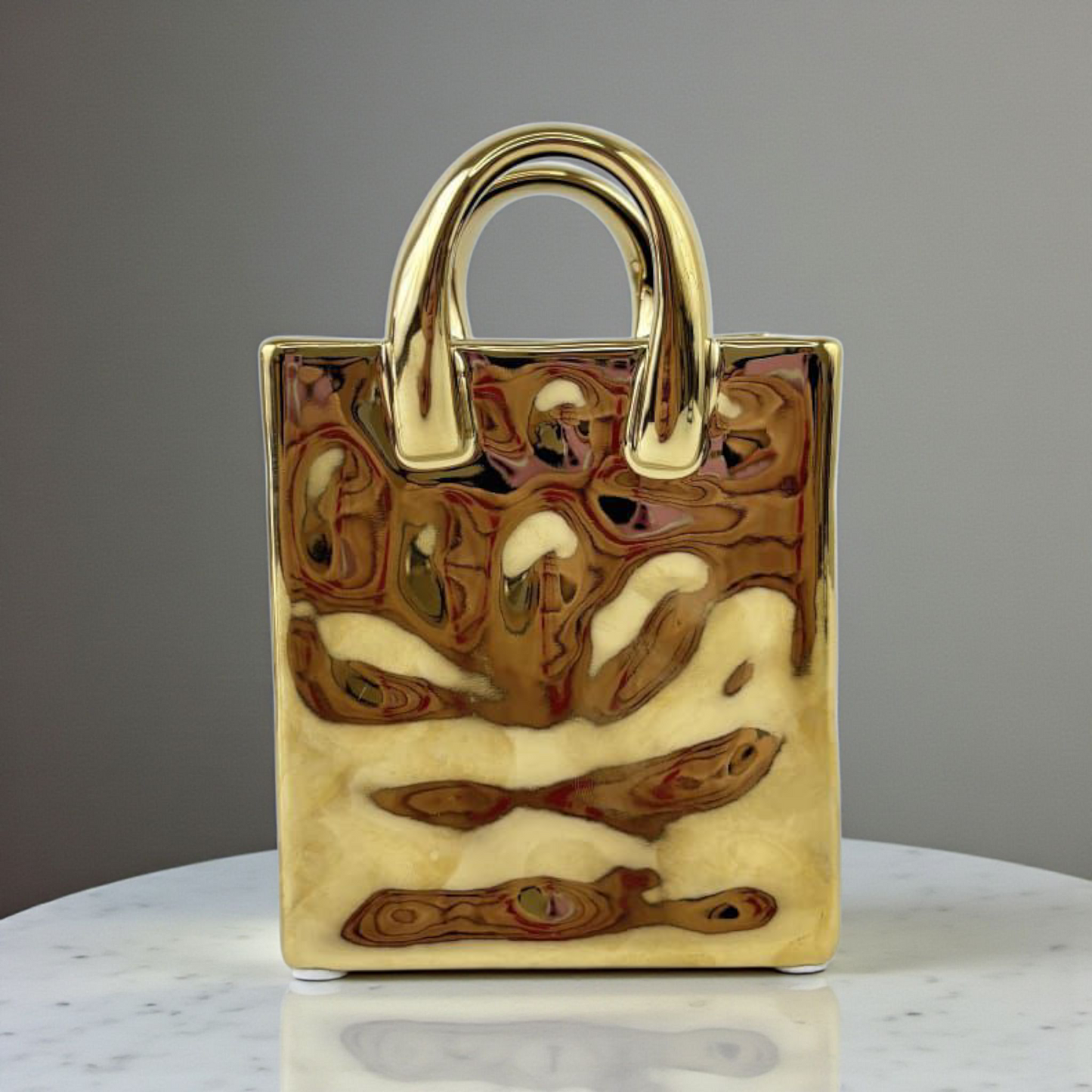 Gold Handbag Ceramic Vase – Luxury Modern Decorative Flower Vase