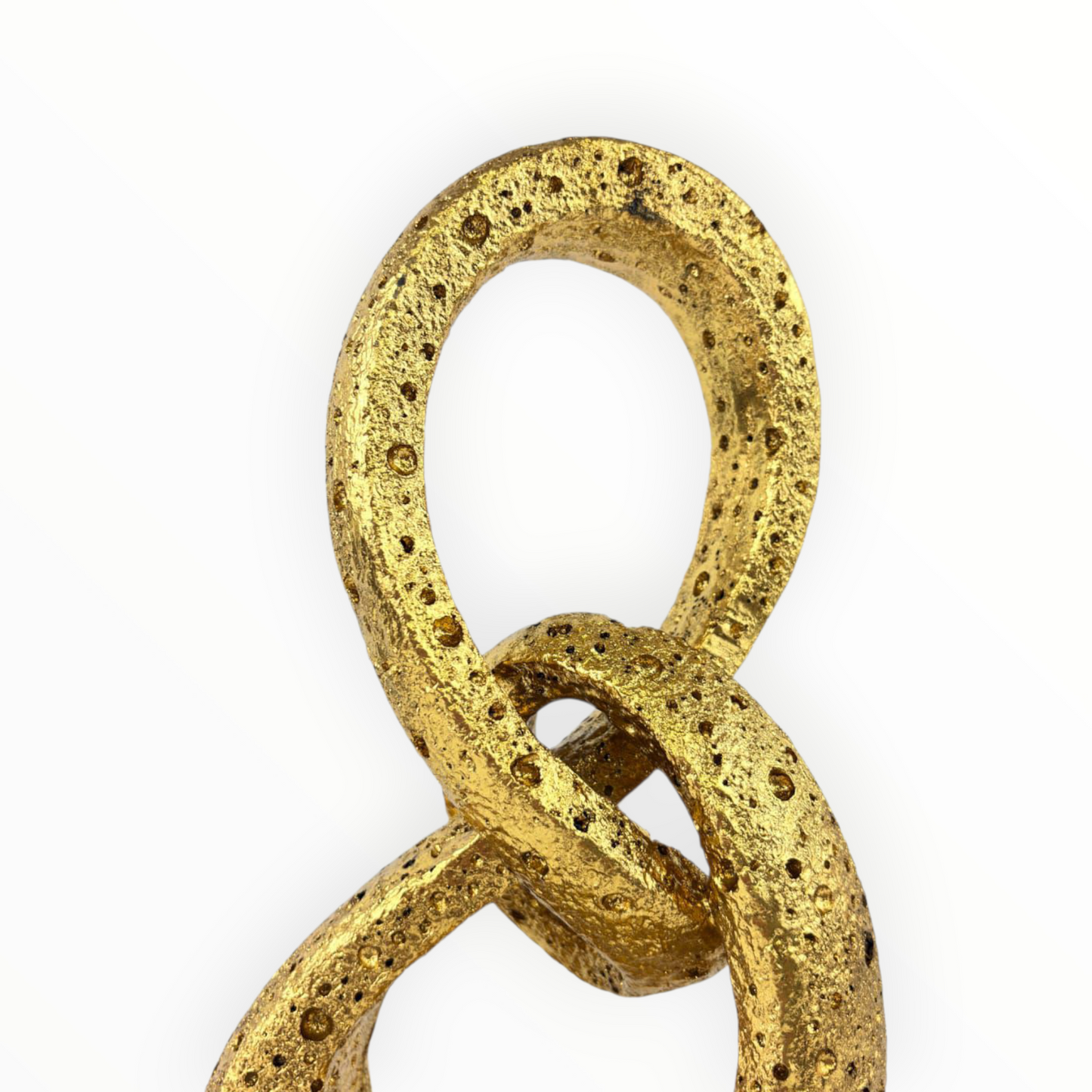 Gold Linked Rings Abstract Sculpture – Luxury Modern Table Decor