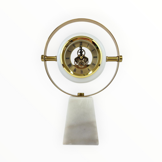 Marble Base Gold Ring Desk Clock