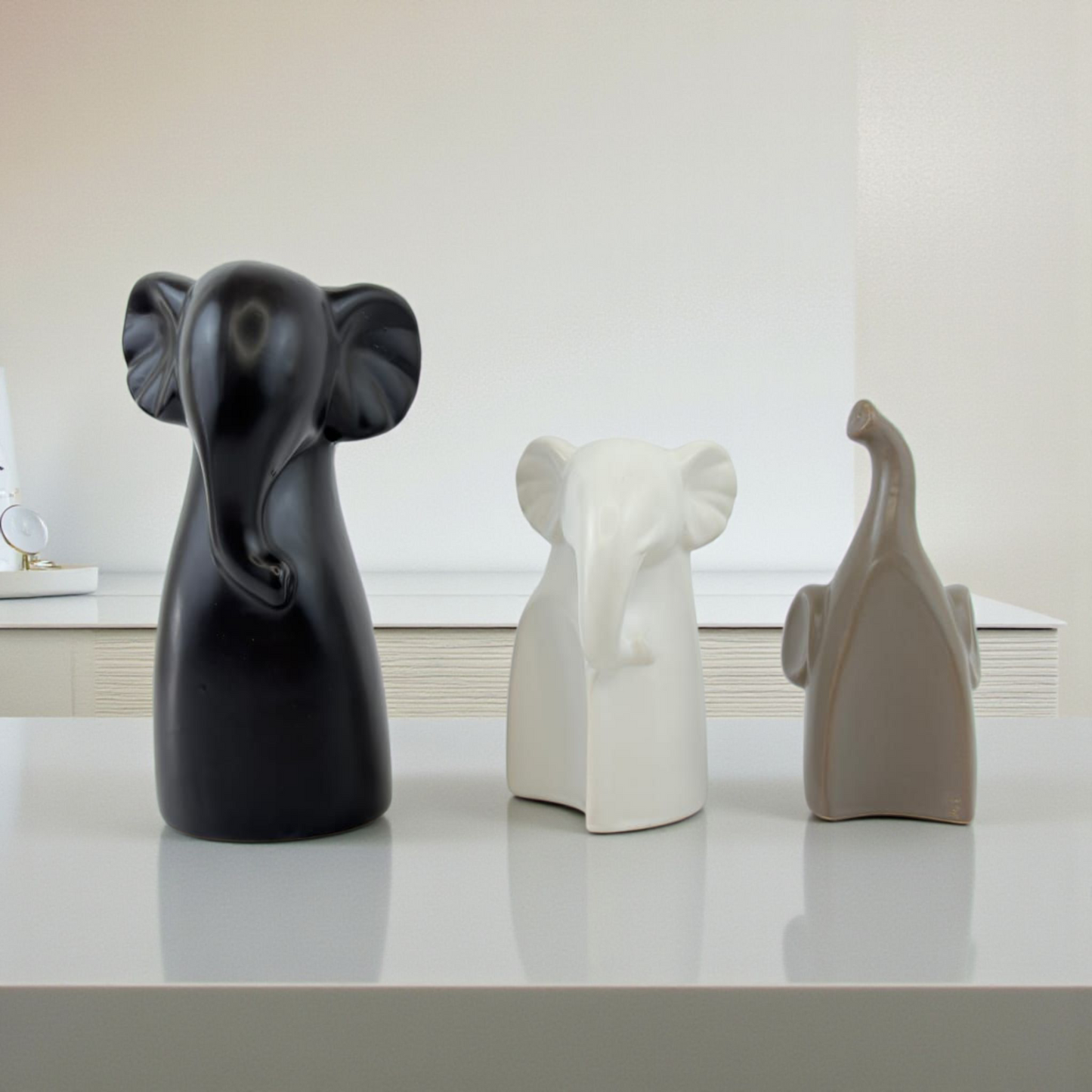 Minimalist Elephant Figurine Set – Modern Home Decor