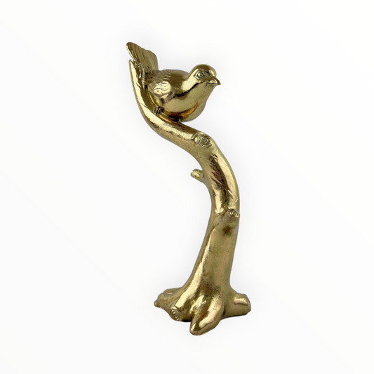 Golden Bird on Branch Decorative Sculpture