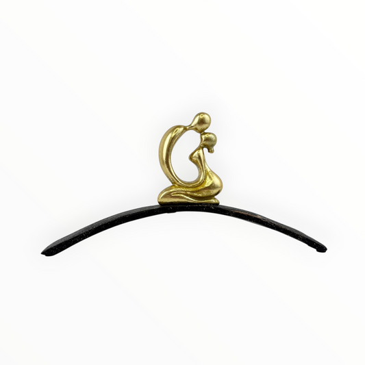 Golden Mother & Child Sculpture on Curved Base – Modern Family Love Decor