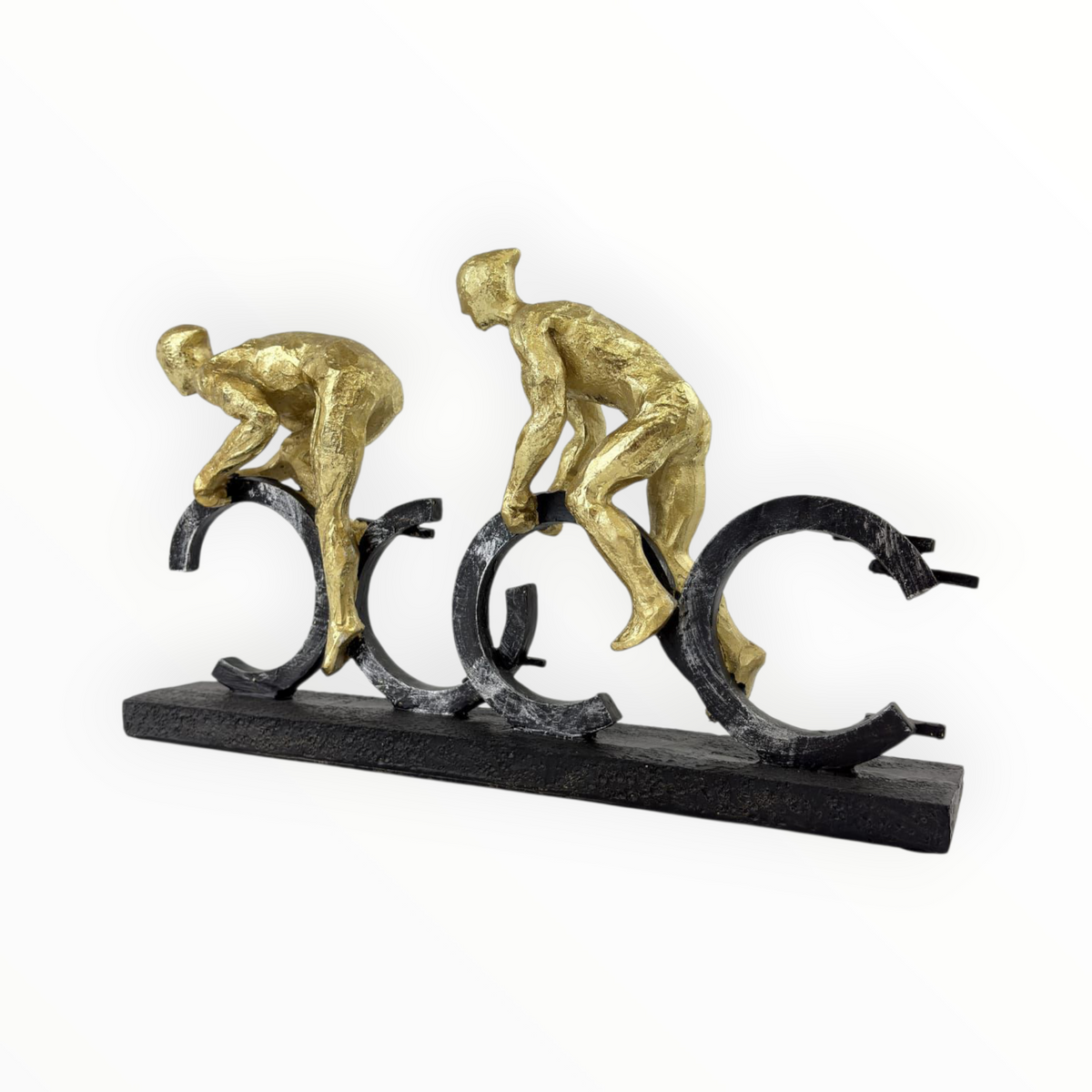 Cycling Duo Sculpture – Modern Athlete Bike Decor
