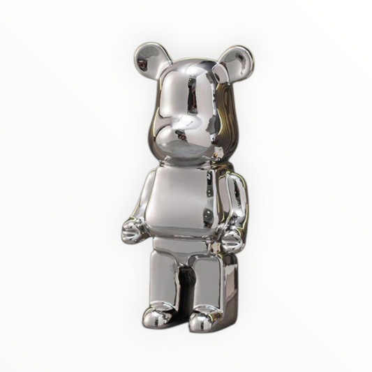 Chrome Silver Bear Sculpture – Modern Luxury Home Decor