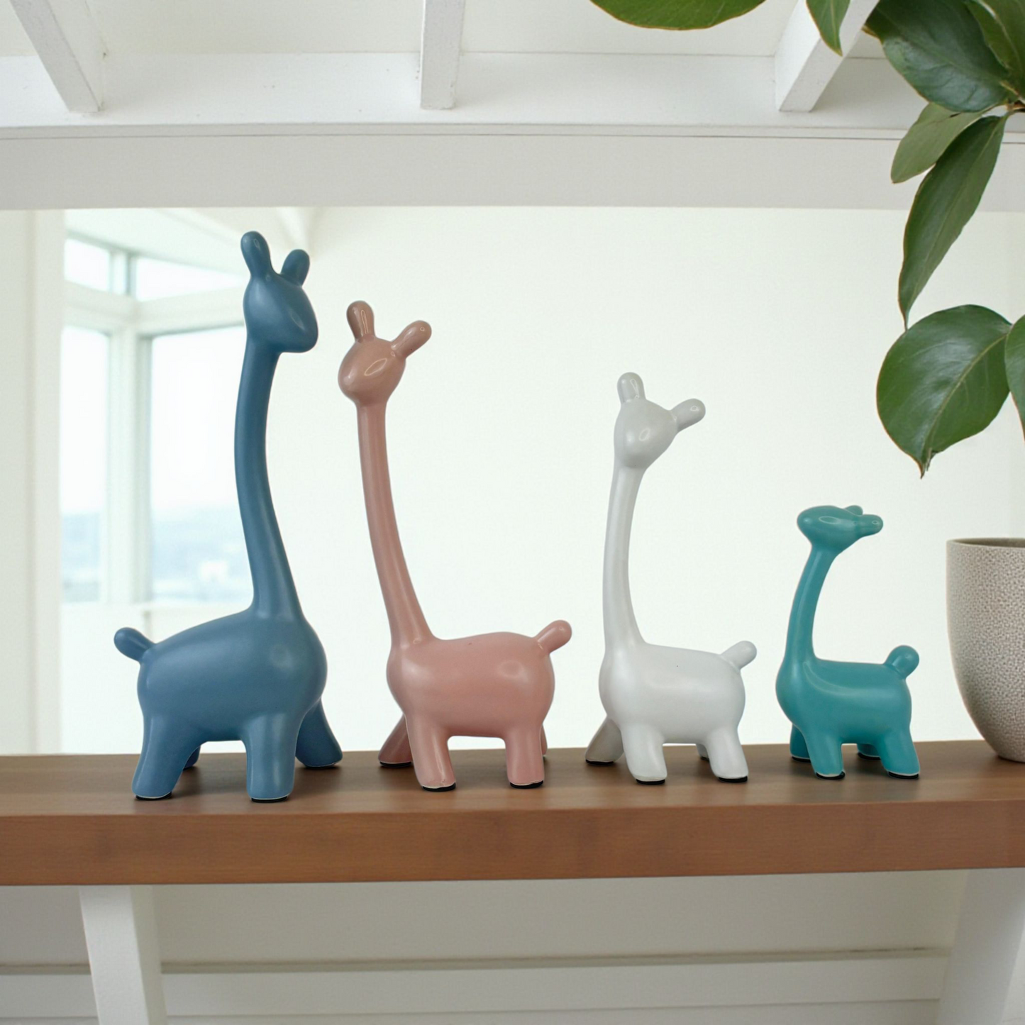 Pastel Giraffe Family Figurines – Modern Minimalist Home Decor