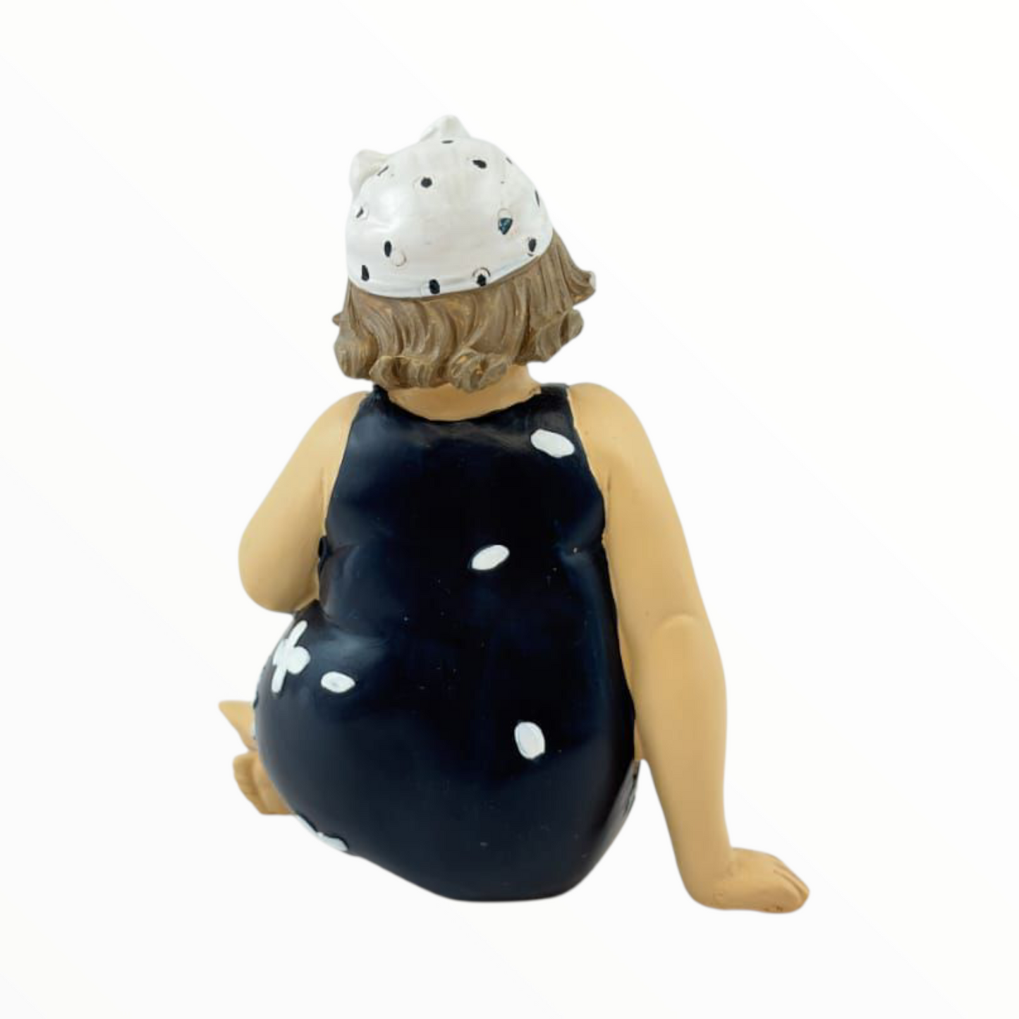 Body-Positive Seated Lady Figurine – Floral Swimsuit Décor