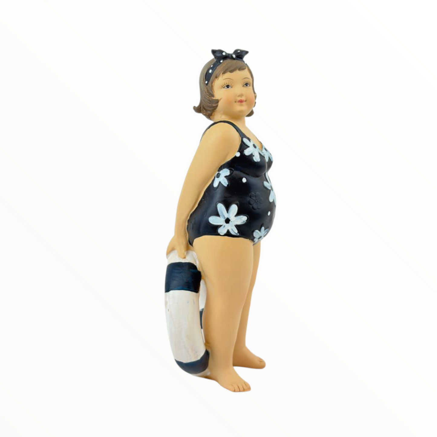 Body-Positive Summer Lady Figurine – Floral Swimsuit Décor