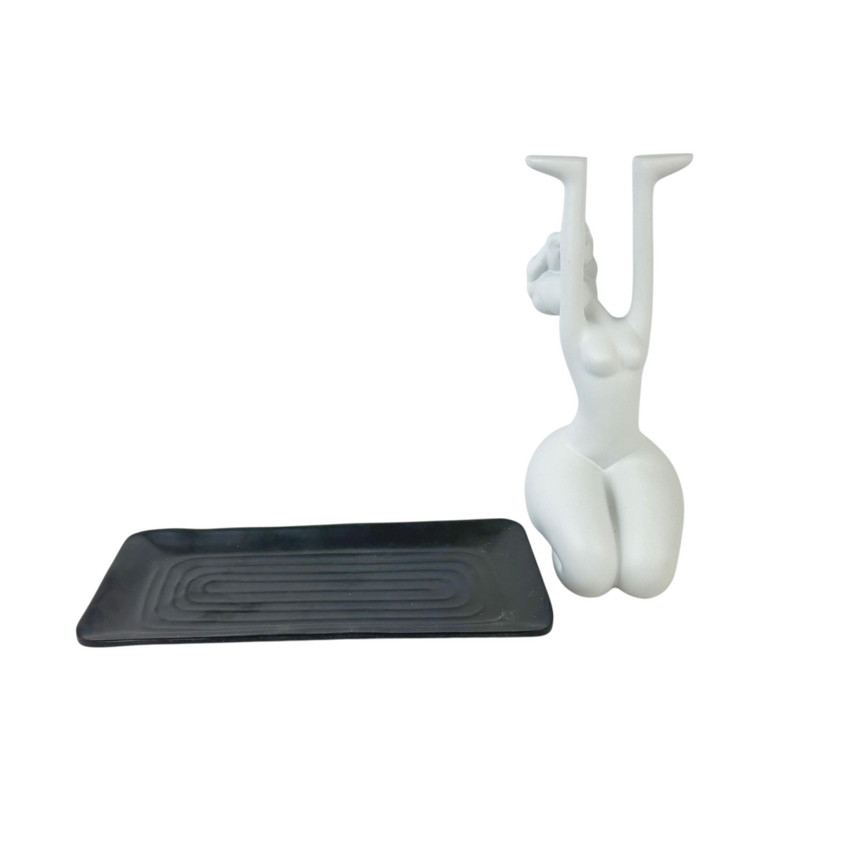 Abstract Woman Decorative Tray – Modern Resin Jewelry & Key Holder