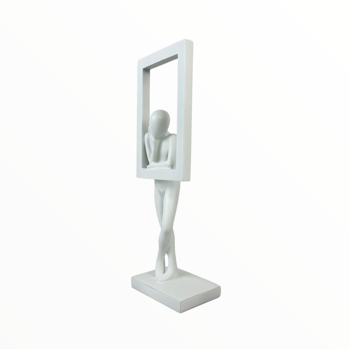 Abstract "Frame of Thoughts" Modern Figurine – white Minimalist Sculpture