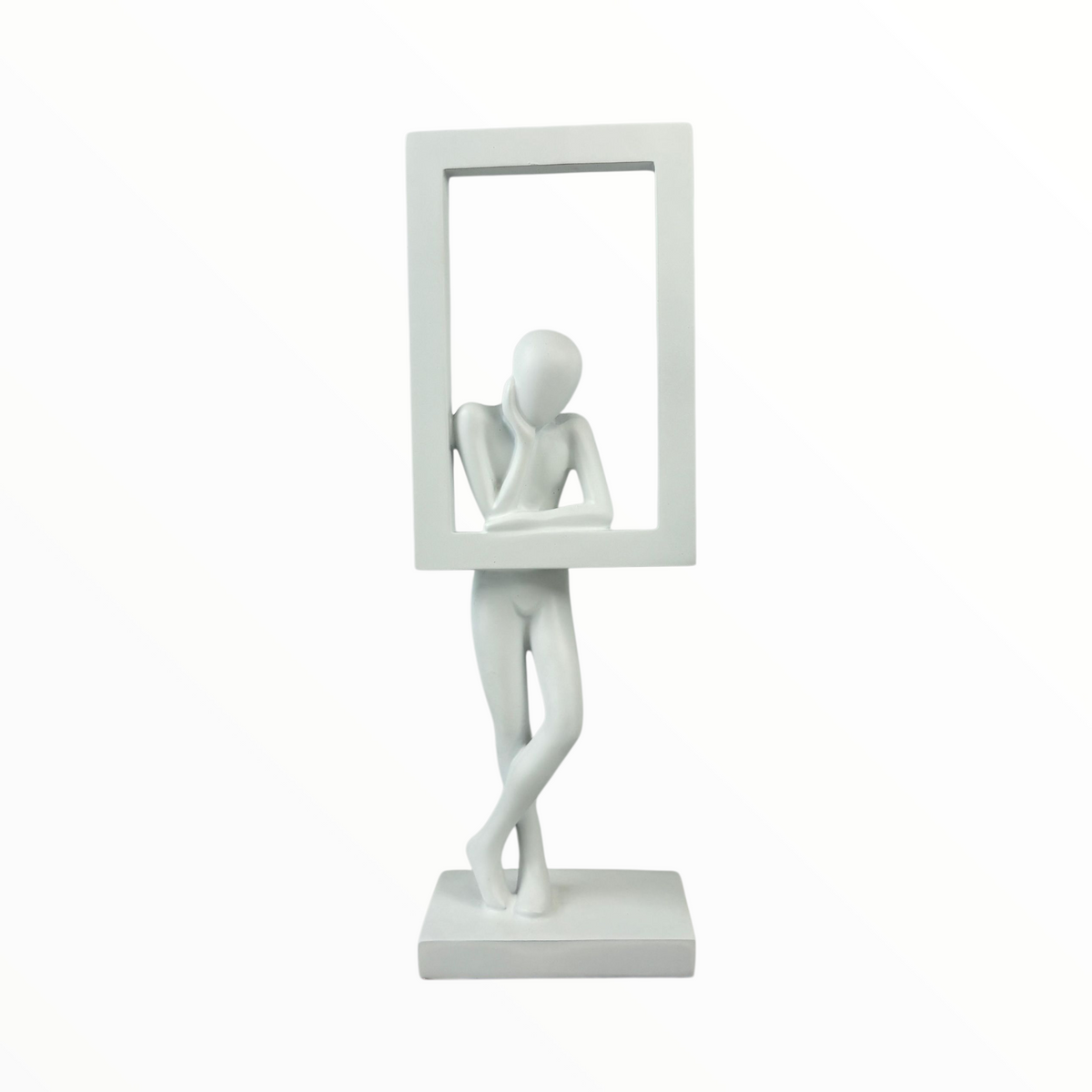 Abstract "Frame of Thoughts" Modern Figurine – white Minimalist Sculpture