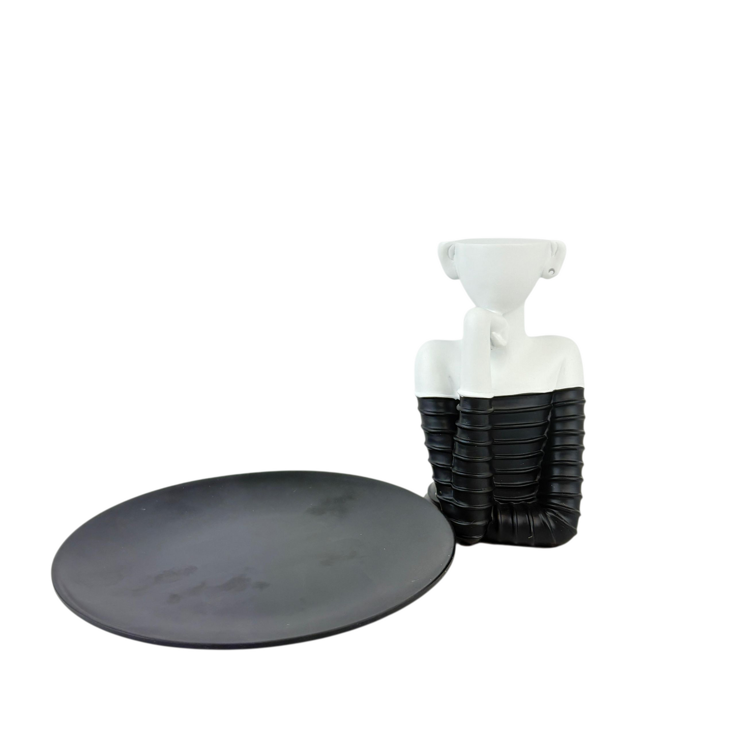 Modern Lady Decorative Tray – Black & White Resin Jewelry and Candy Holder