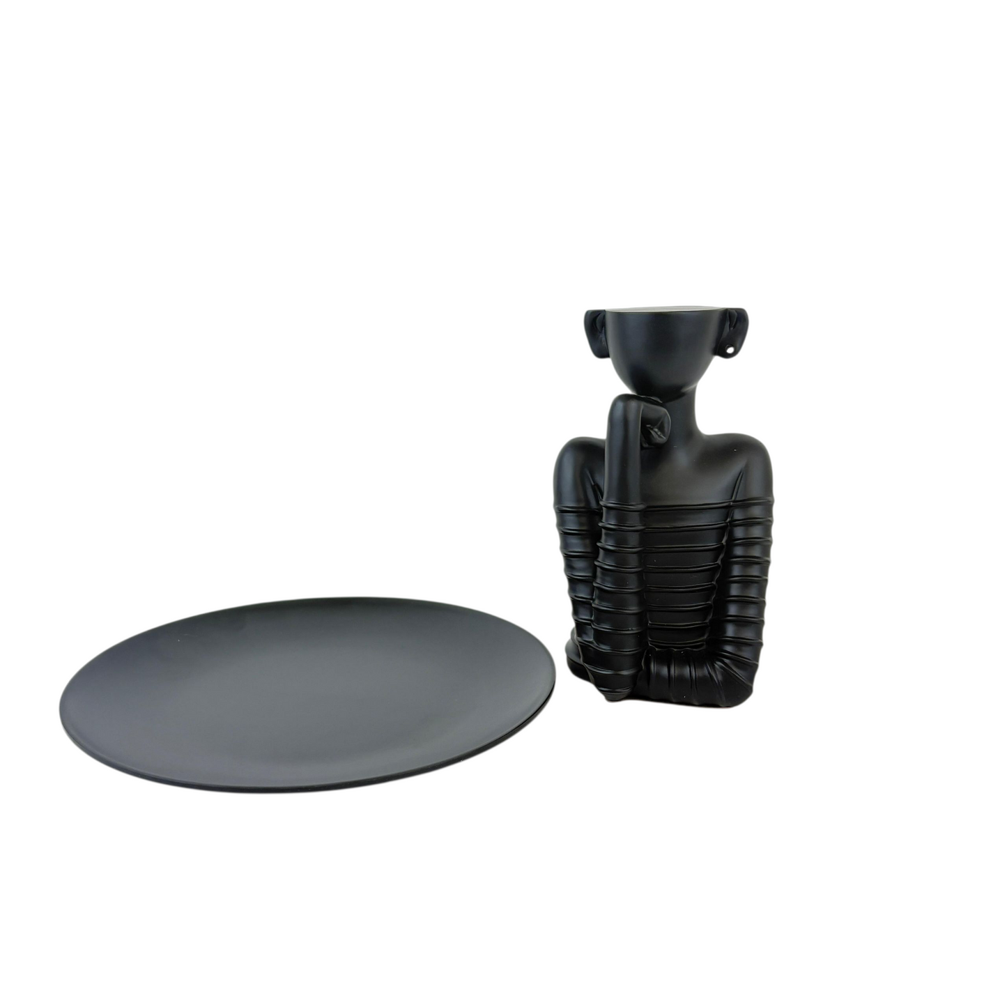 Modern Lady Decorative Tray – Black Resin Jewelry and Candy Holder