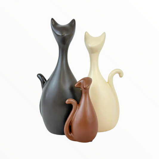 Elegant Abstract Cat Figurine Set – Modern Minimalist Home Decor (3 Pieces)