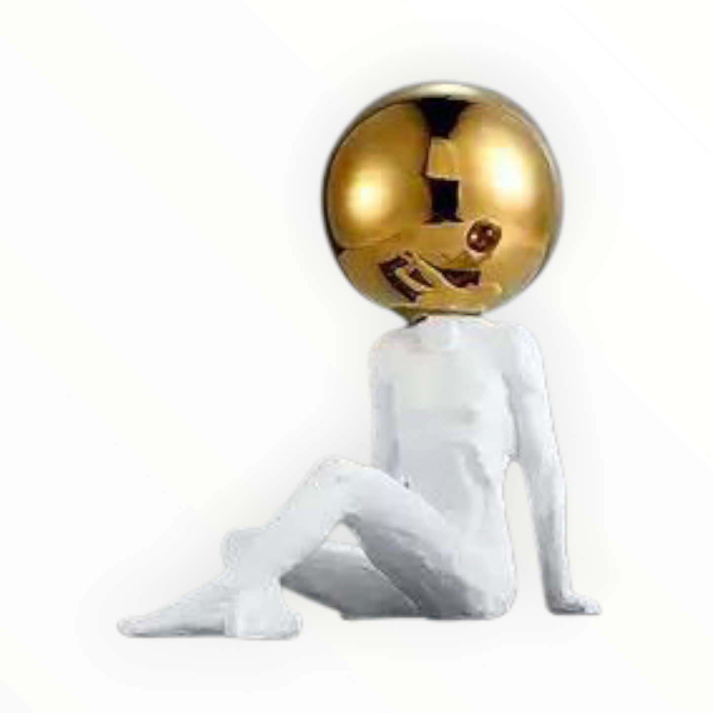 Abstract Sitting Sculpture with Gold Decorative Sphere – Modern Home Decor Set