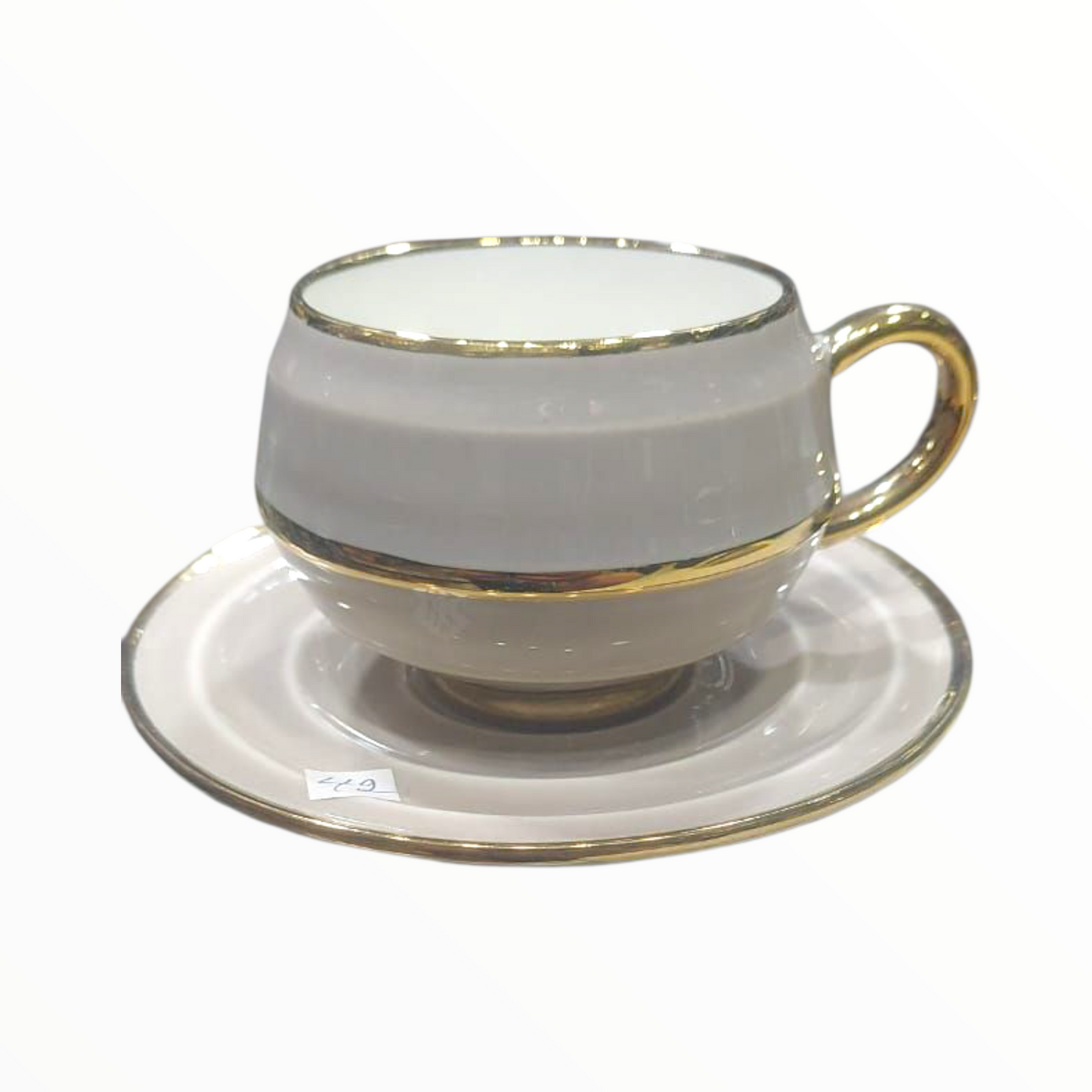 White Coffee Cup & Saucer – Minimal Gold Rim Design