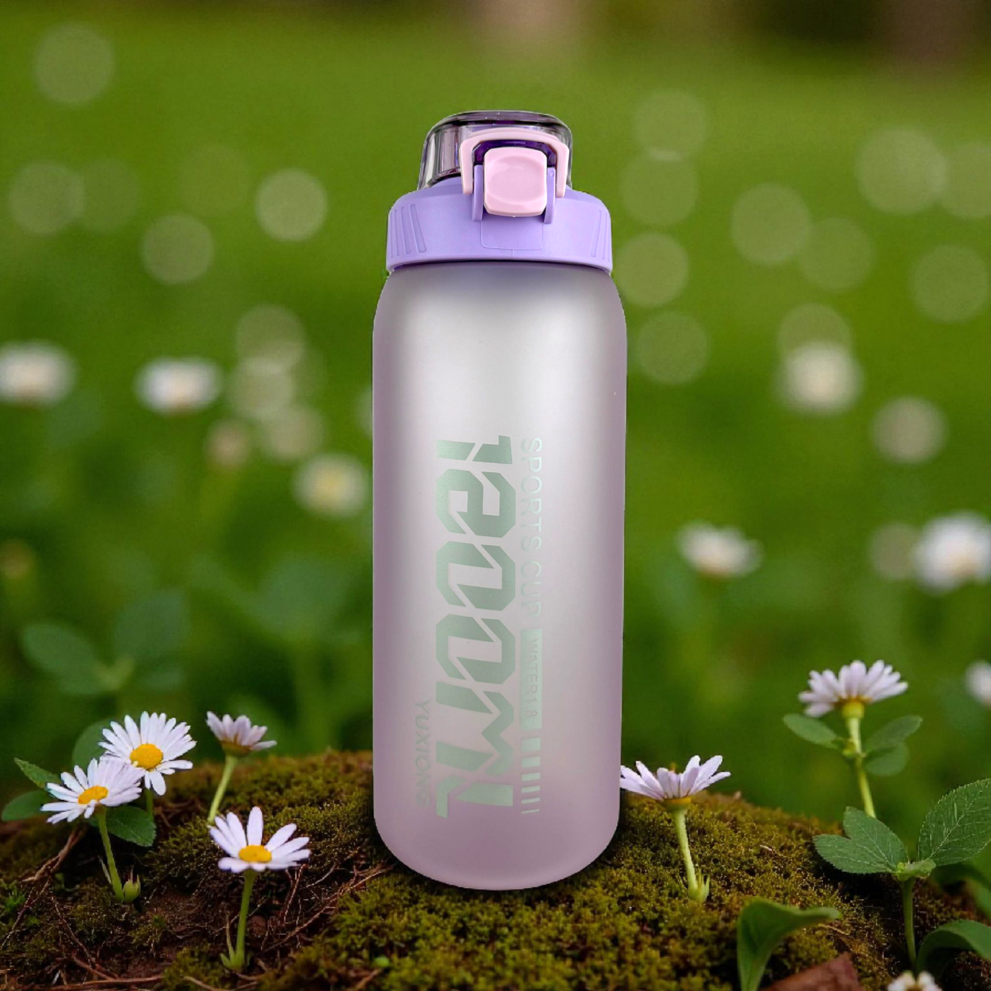 Leak-Proof Frosted purple Sports Water Bottle with Safety Lock – 1L BPA-Free Hydration Bottle