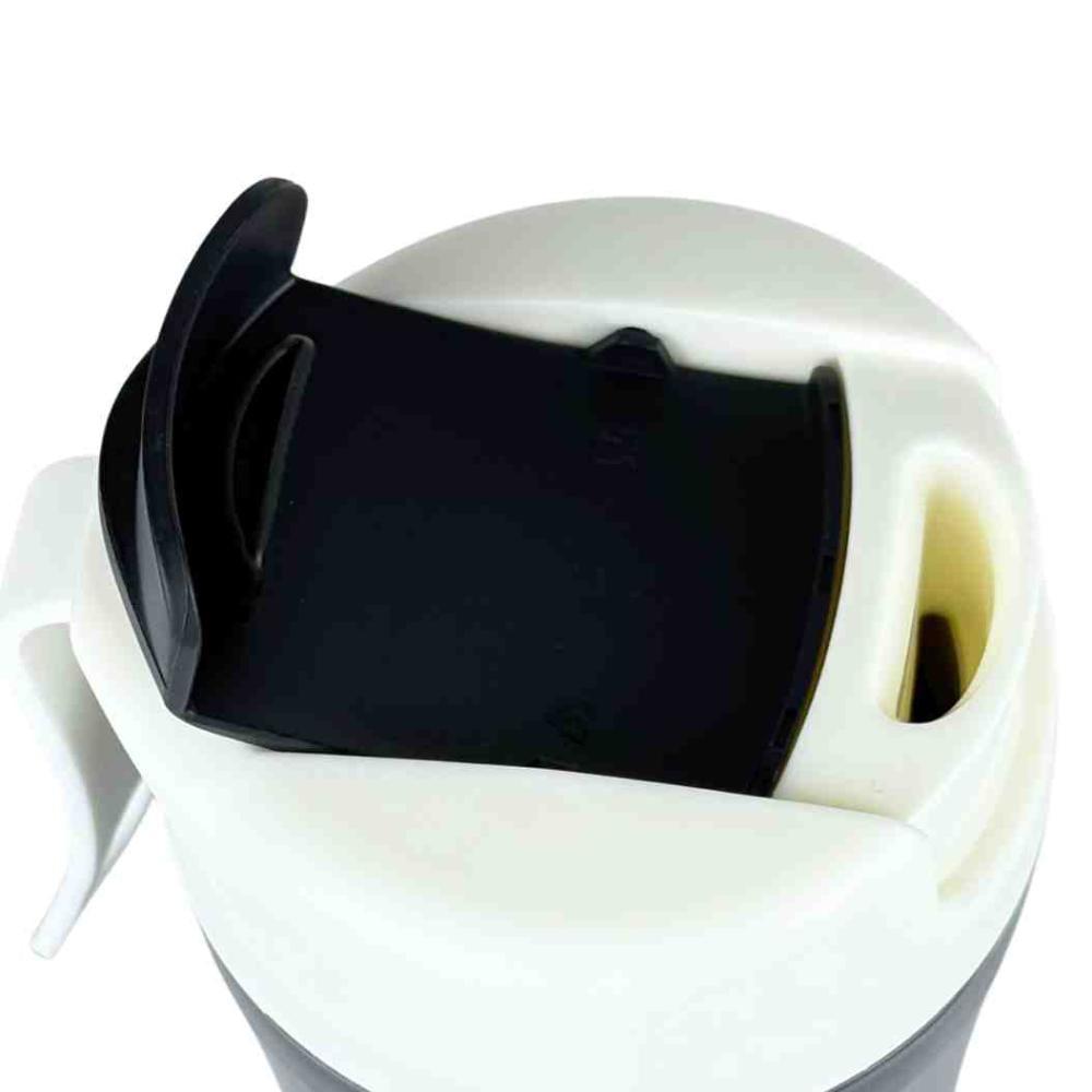 Black & White Insulated Travel Mug – Leak-Proof Coffee Tumbler with Flip Lid