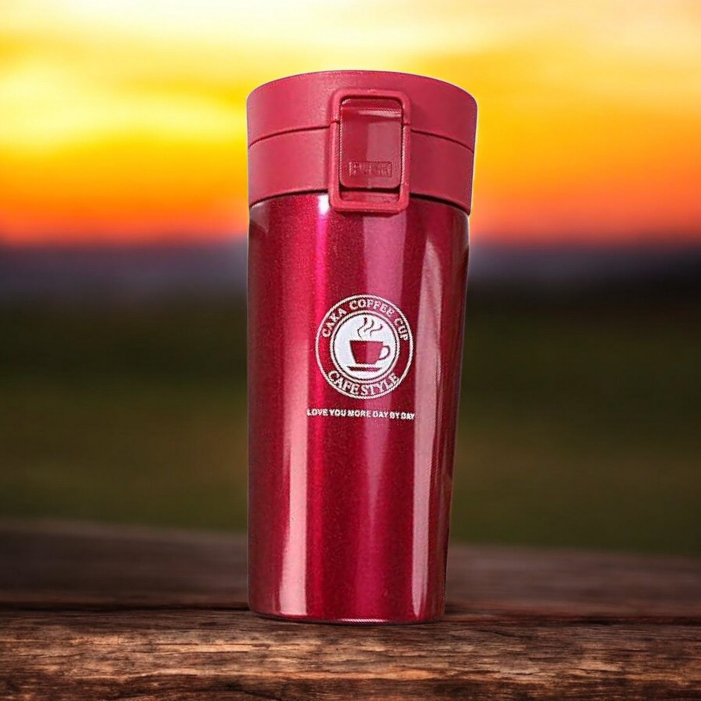 Red Stainless Steel Insulated Travel Mug – Leak-Proof Coffee Tumbler with Locking Lid