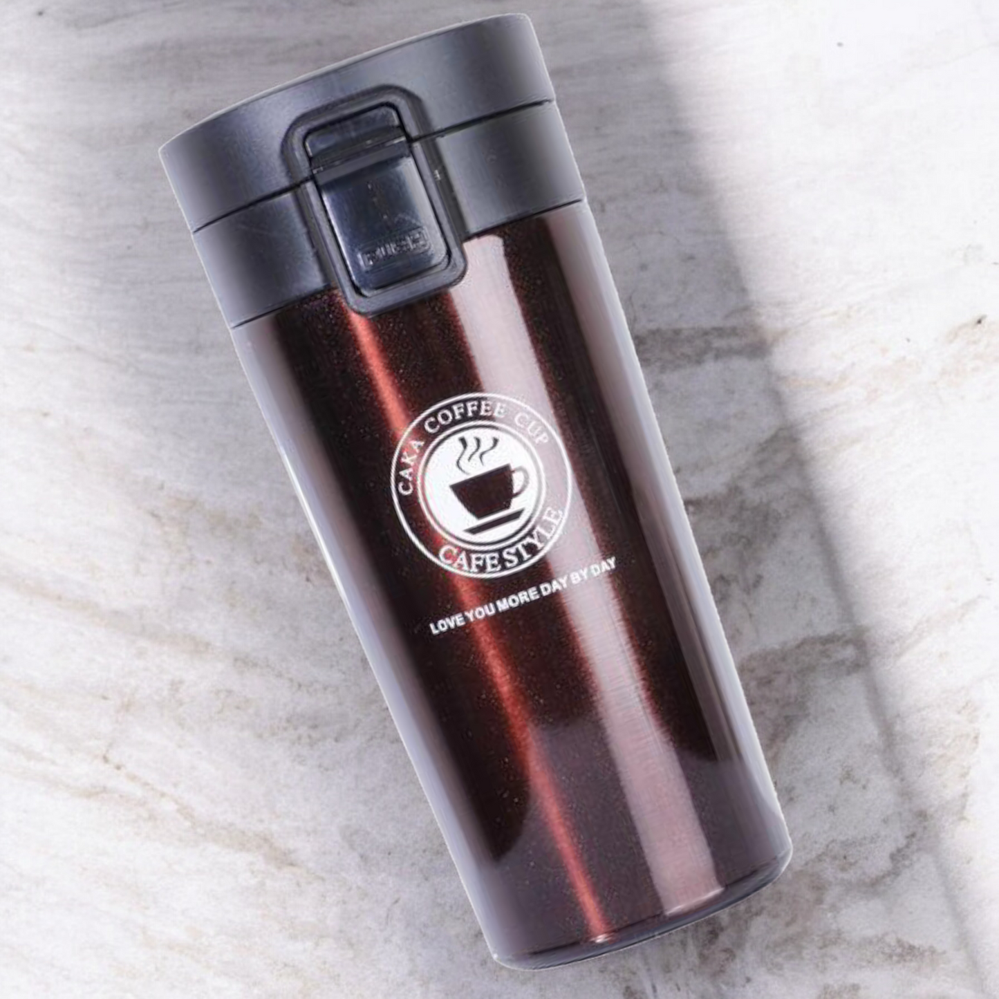 Red blackStainless Steel Insulated Travel Mug – Leak-Proof Coffee Tumbler with Locking Lid