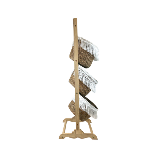3-Tier Hanging Woven Basket Stand – Boho Organizer