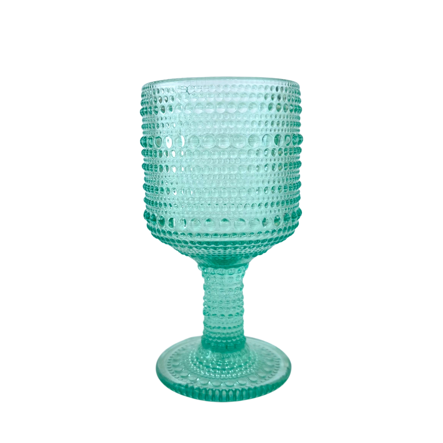 Textured Goblet Glass – Light Green Bubble Design