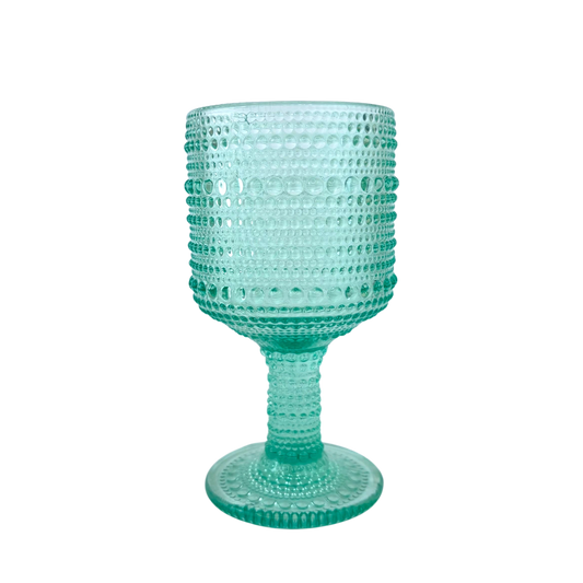 Textured Goblet Glass – Light Green Bubble Design