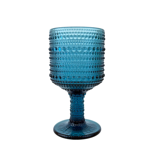 Textured Goblet Glass – Blue Bubble Design