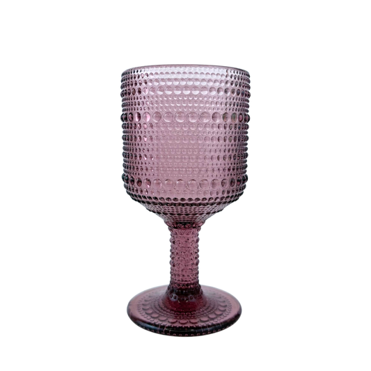 Textured Goblet Glass – Pink Bubble Design