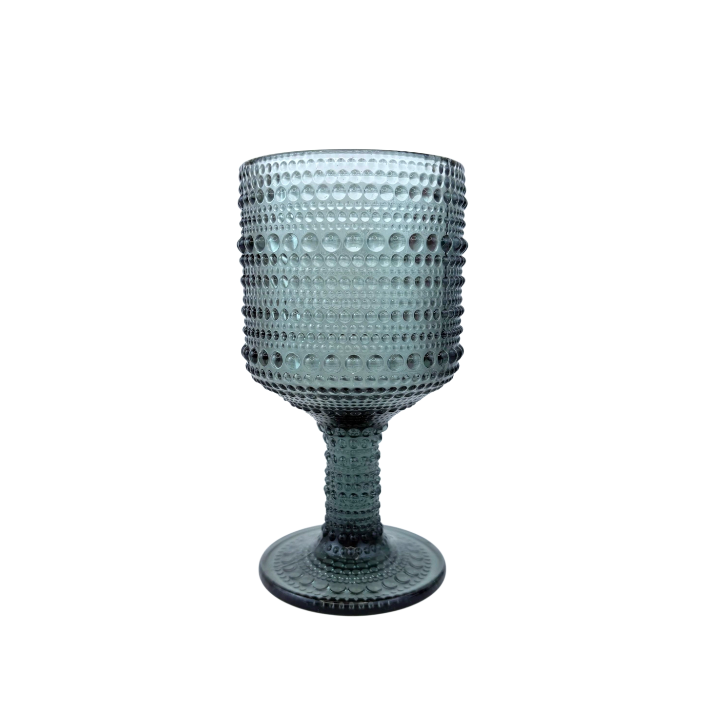 Textured Goblet Glass – Green Bubble Design