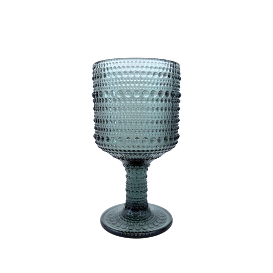 Textured Goblet Glass – Green Bubble Design