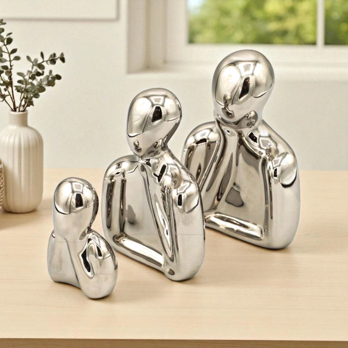 Abstract Thinking Figures – Set of 3 Minimalist Sculptures
