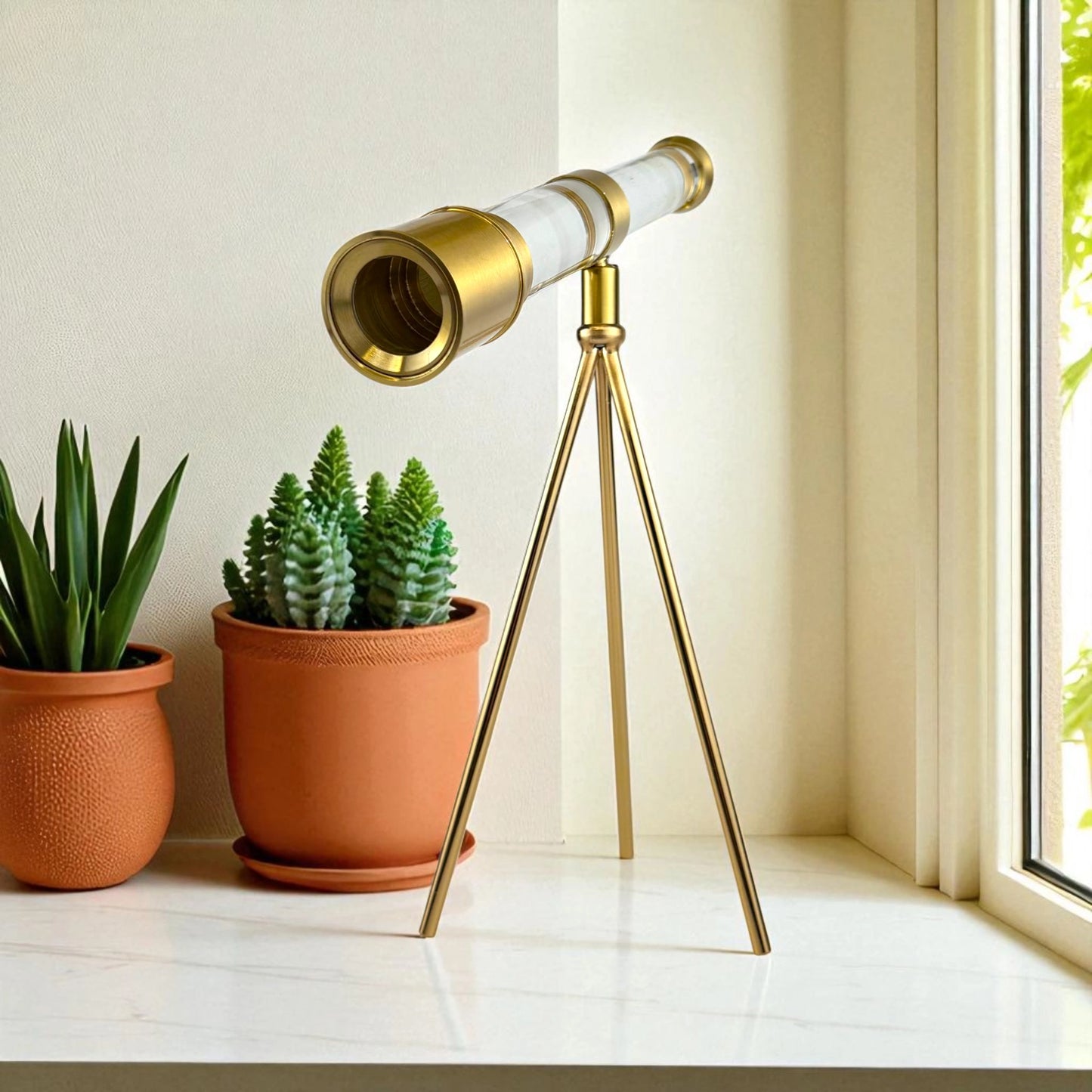Vintage Brass Decorative Telescope on Tripod – Nautical Home Decor