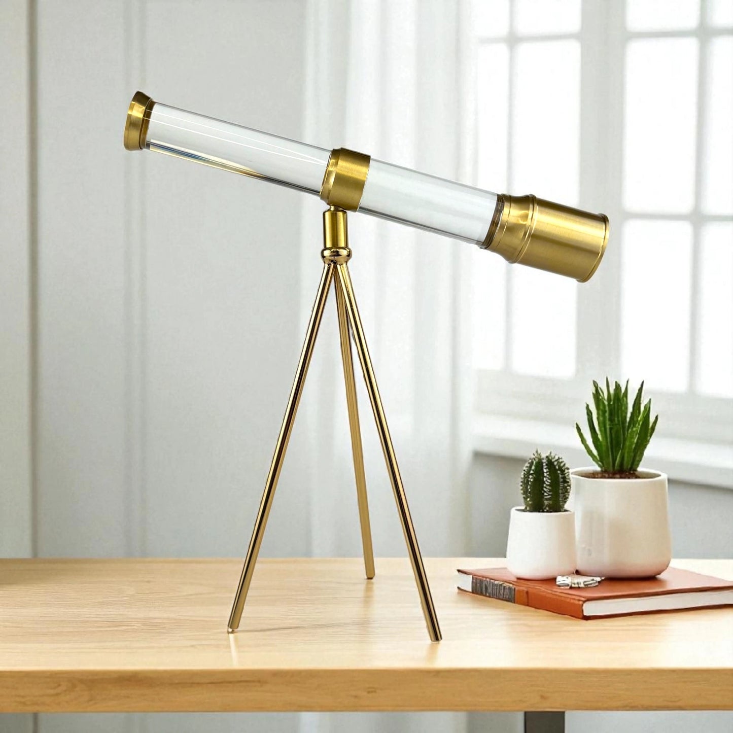 Vintage Brass Decorative Telescope on Tripod – Nautical Home Decor