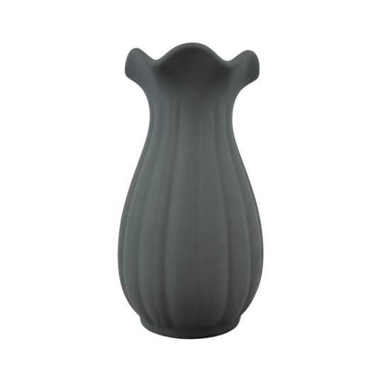 Dark Gray Matte Ceramic Vase-Elegant Modern Home Décor