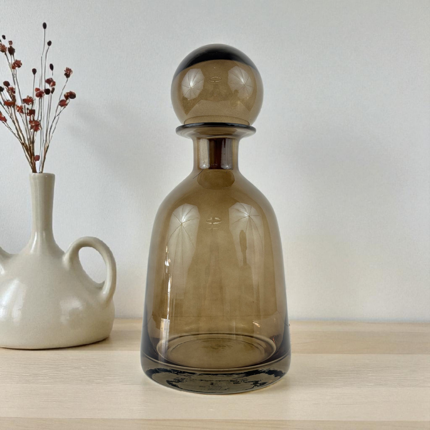 Amber Glass Decanter with Stopper