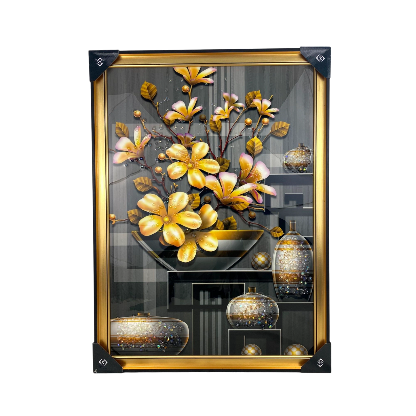 Golden Bloom Elegance Art Panel