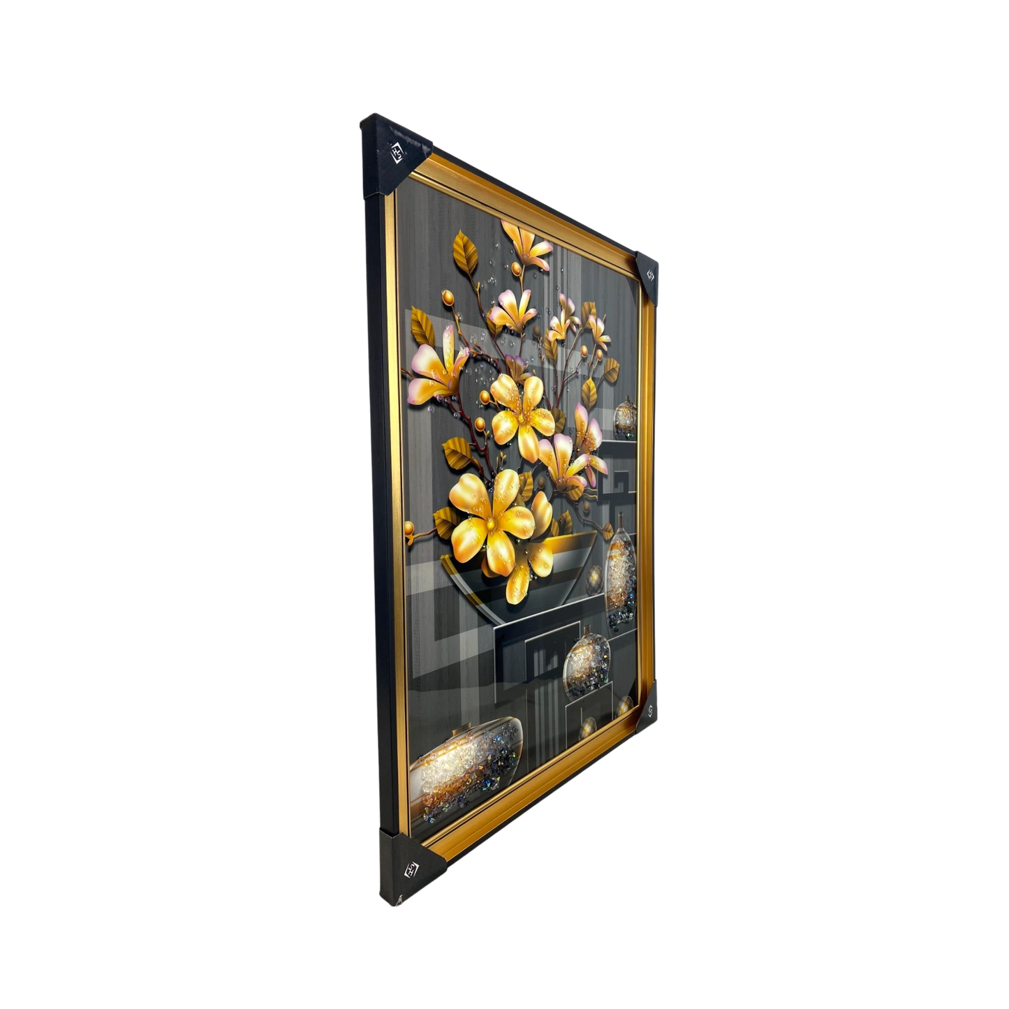 Golden Bloom Elegance Art Panel