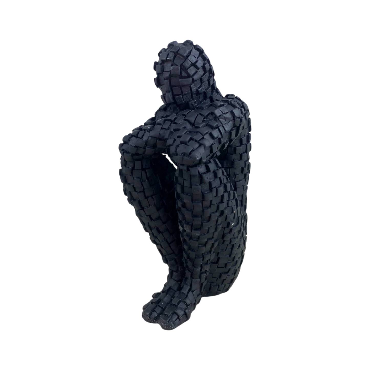 Mosaic Sitting Man Sculptures – Black & White Set