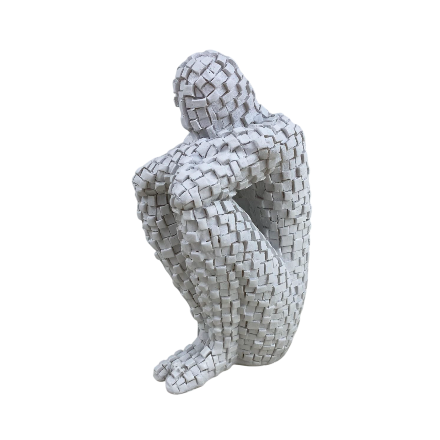 Mosaic Sitting Man Sculptures – Black & White Set